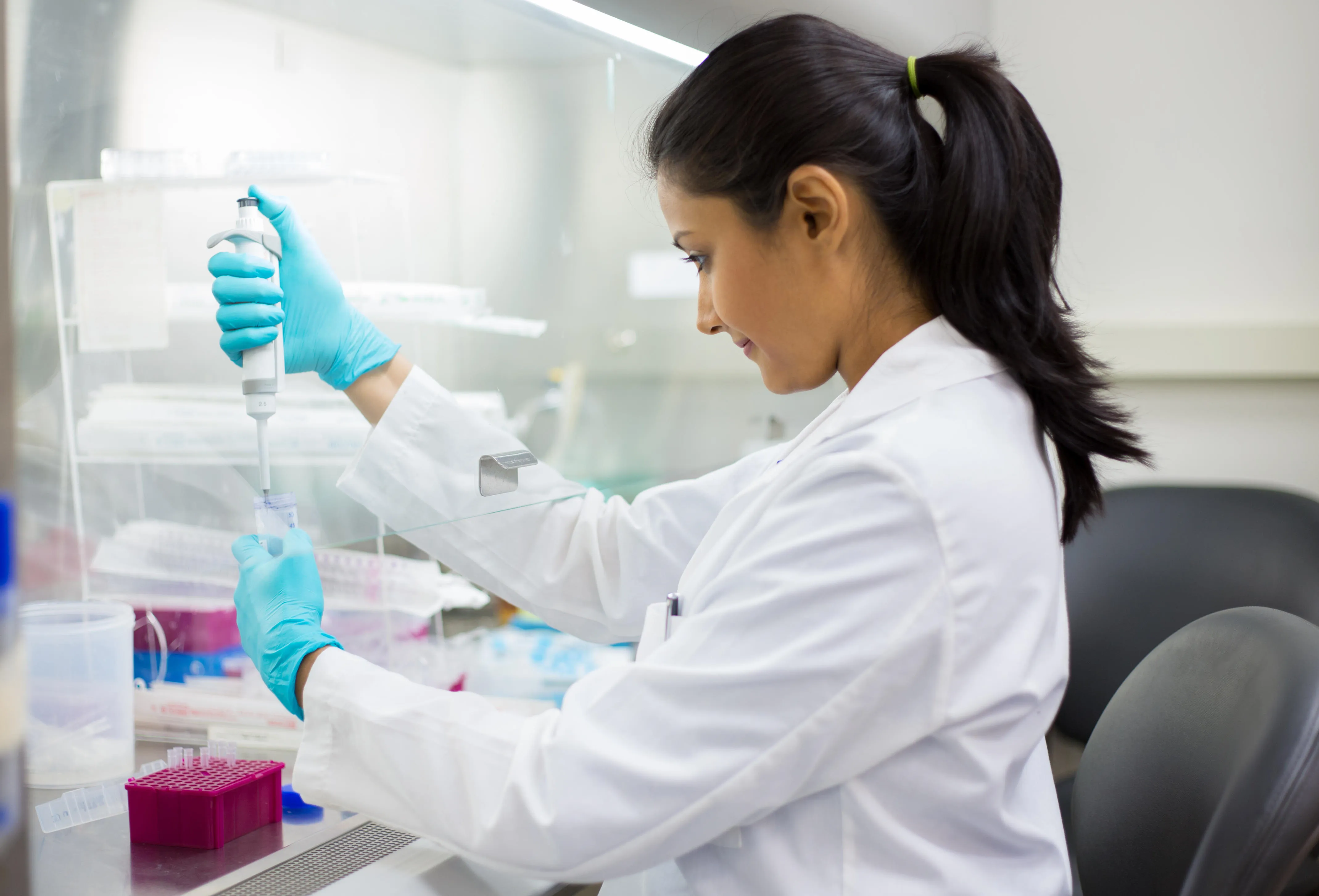 Researcher working in laboratory at King's College London